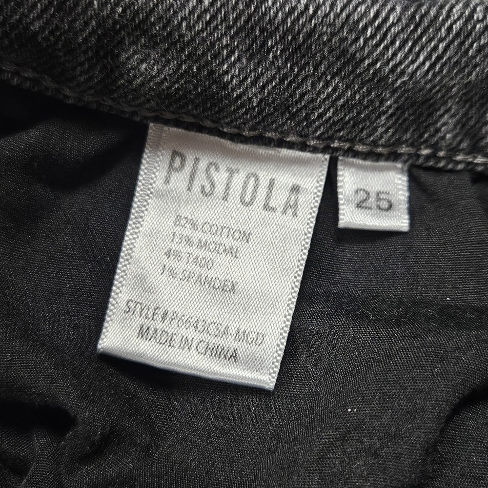 Pistola Denim Jeans Womens 25 Black/Gray Distressed Ripped Button Fly Frayed Hem - Picture 5 of 7